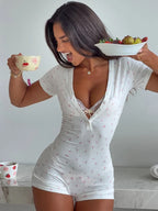 Floral Button-Front Romper