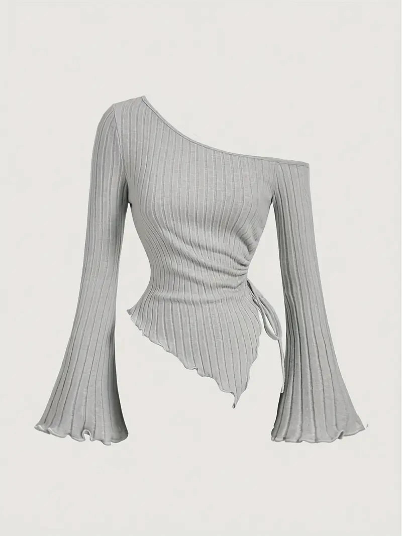 Asymmetric Flare-Sleeve Top