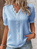 Plus-Size V-Neck Short-Sleeve Blouse