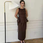 Lace-Up Linen Vest & Skirt Set