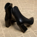 Pointed-Toe Chrome-Tip Ankle Boots