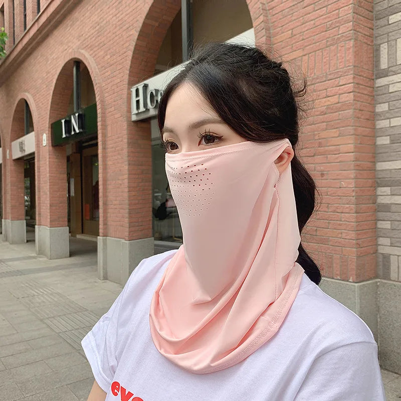 Summer UV Protection Outdoor Neck Wrap Cover Sports Sun Protection Ice Silk Mask Face Cover Neck Wrap Cover Sunscreen Face Scarf