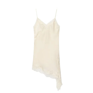 Asymmetric Lace Mini Slip Dress