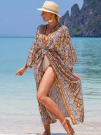 Printed Belted Kimono Cover-Up