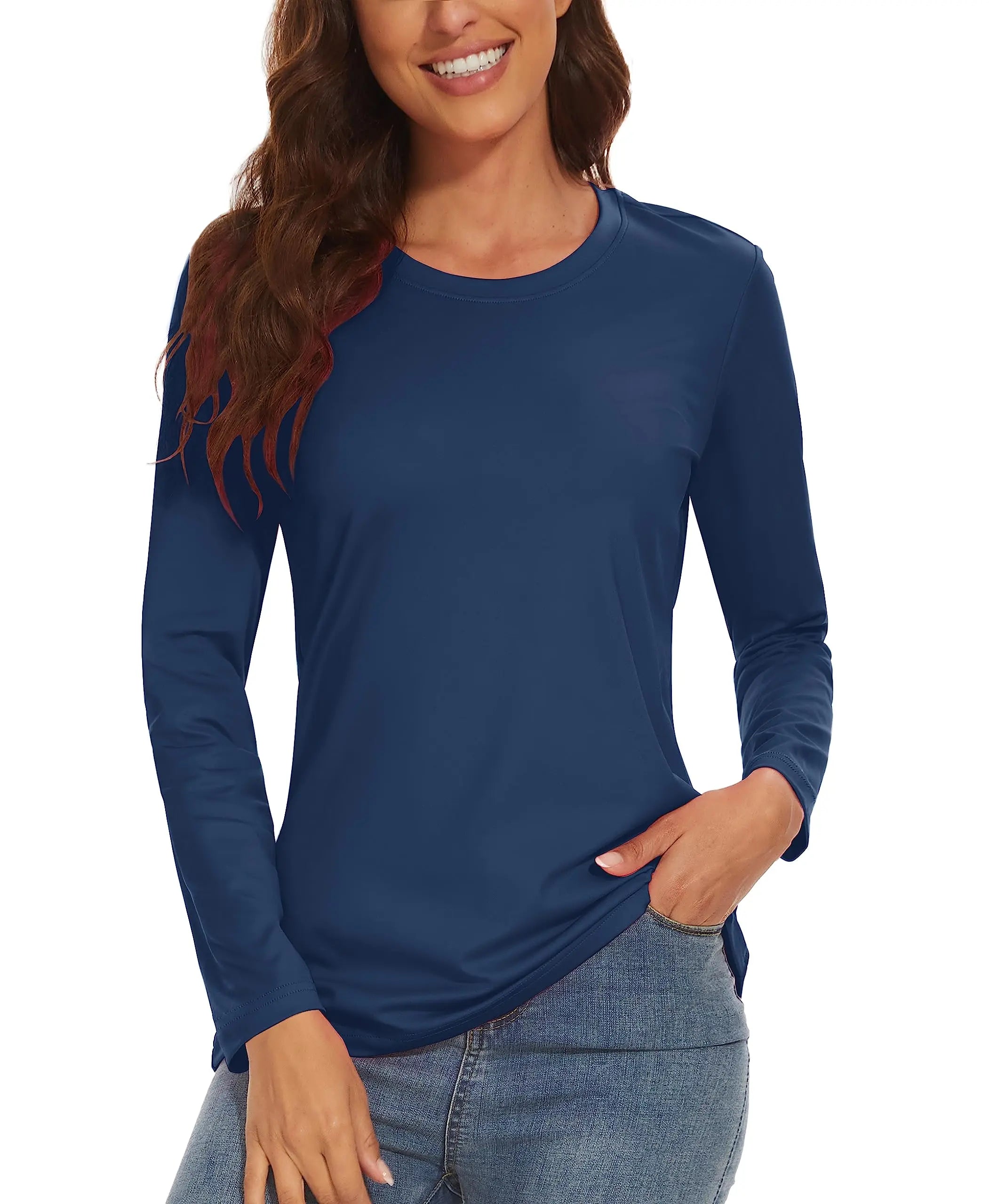 TACVASEN Summer UPF 50+ Long Sleeve Quick Dry High Elastic T-shirts Womens UV/Sun Protection Tee Shirts Hiking Swim Tops Outdoor