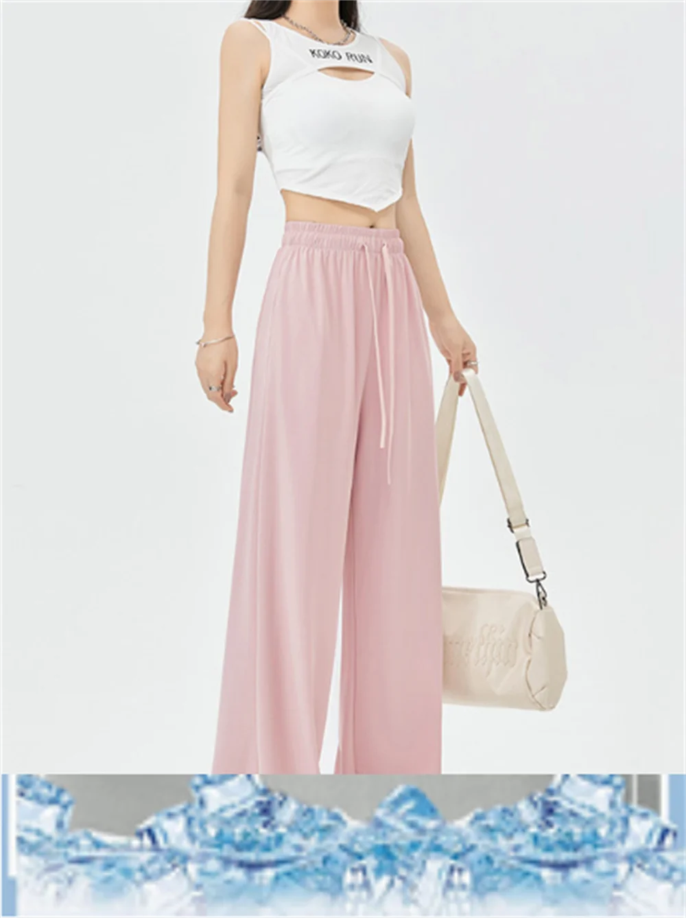 Summer Ice  Pants  Wide Leg Petite To Regular UPF50+  Sunscreen Pants, Breathable, Thin, Hanging Casual Pants Elastic Stretchy