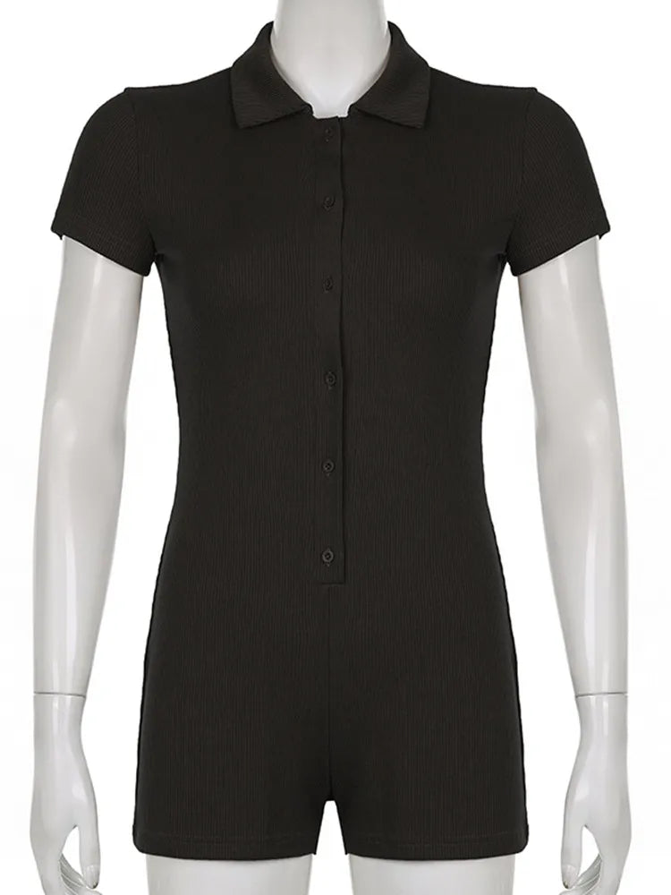 Button-Front Knit Romper