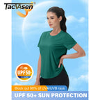 TACVASEN UPF 50+ Workout Tops for Women Short Sleeve Sun Protection Quick Dry Wicking T Shirt Summer Yoga Athletic Running Gym