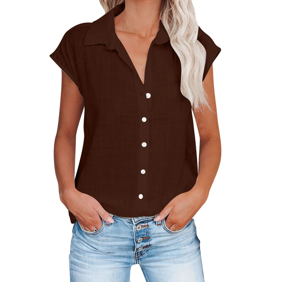 Cotton-Linen Short-Sleeve Relaxed T-Shirt