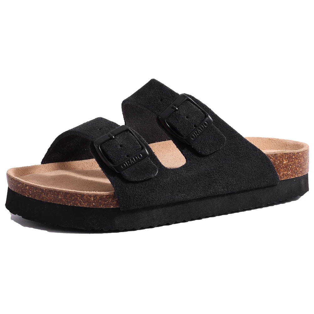 Suede Cork-Footbed Mules