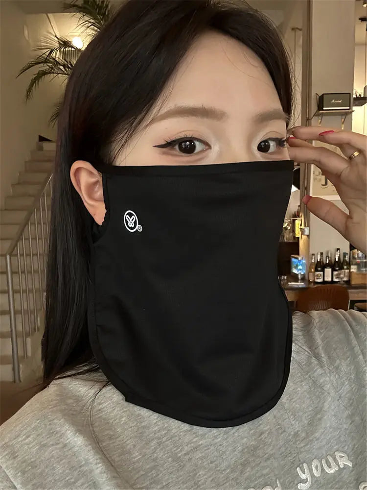 2026 New Summer Ice Silk Sunscreen Mask for Women, Thin, Breathable, UV Resistant, Cycling Neck Protection, Sunshade Veil