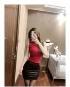 Matte Faux-Leather Mini Skirt