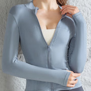 Yoga wear women's spring and summer stand-up collar zipper jacket slimming  sun-protective  long-sleeved high-end running and f
