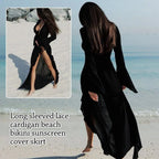 Ruffle-Sleeve V-Neck Beach Dress