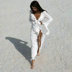 Ruffle-Sleeve Chiffon Beach Tunic
