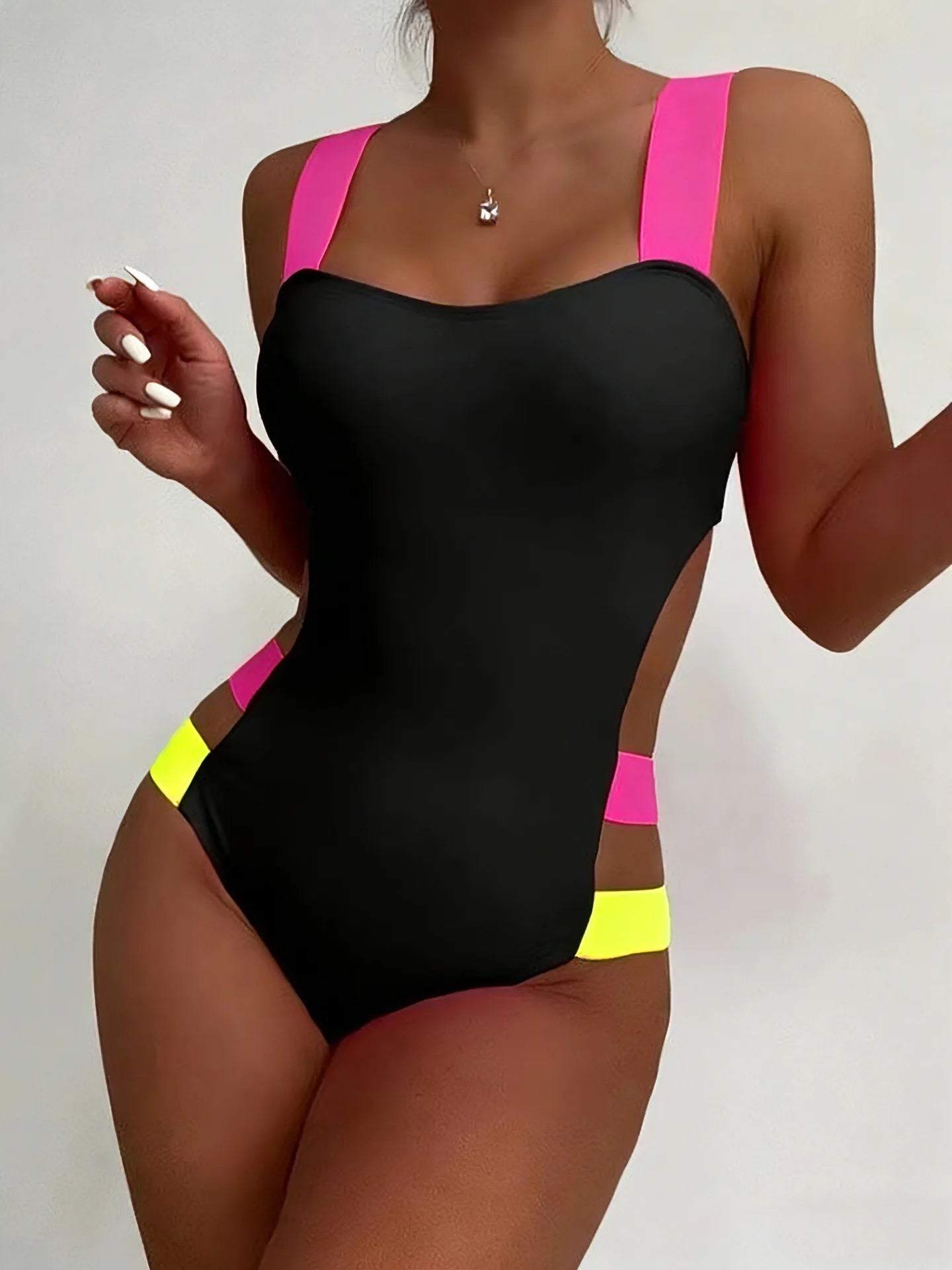 Aurelia Sun Contrast Strap Cut-Out Swimsuit – Black – Style 2 – image 8
