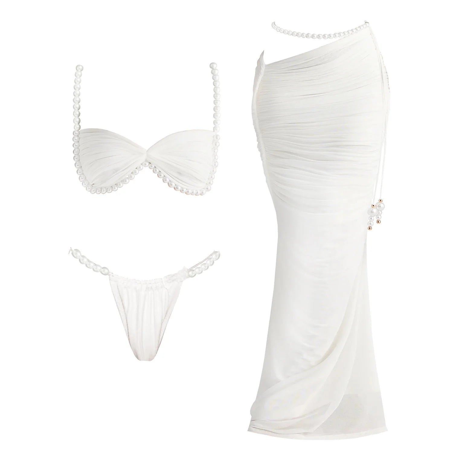 Aurelia Sun Beaded Bikini & Mesh Skirt Set – image 14