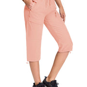 TACVASEN UPF50+ Quick Dry Capri Pants Womens Summer Hiking Cargo Pants 5 Pockets Waterproof Sun UV Protection Knee Length Shorts