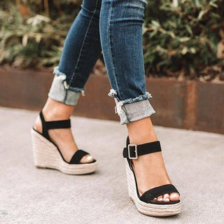 Cross-Strap Espadrille Wedge Sandals