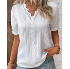 Plus-Size V-Neck Short-Sleeve Blouse