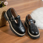 Aurelia Sun T-Bar Brogue Platform Flats – Brown