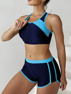 Zip-Front Sport Bikini with Shorts