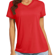 TACVASEN UPF 50+ Summer Short Sleeve V-Neck T-shirts Womens Sun Protection T-shirts Quick Dry Hiking Running Tee Shirts Tops