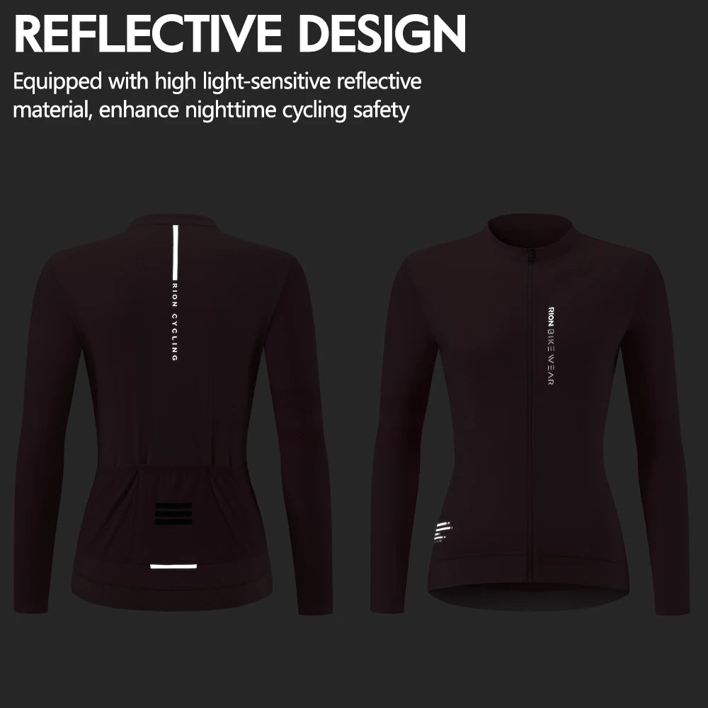 RION Women Cycling Jersey Long Sleeves Shirts Mountain Bike MTB Jerseys Pro Bicycle Clothing T-Shirt Outdoor Sports UPF 50+