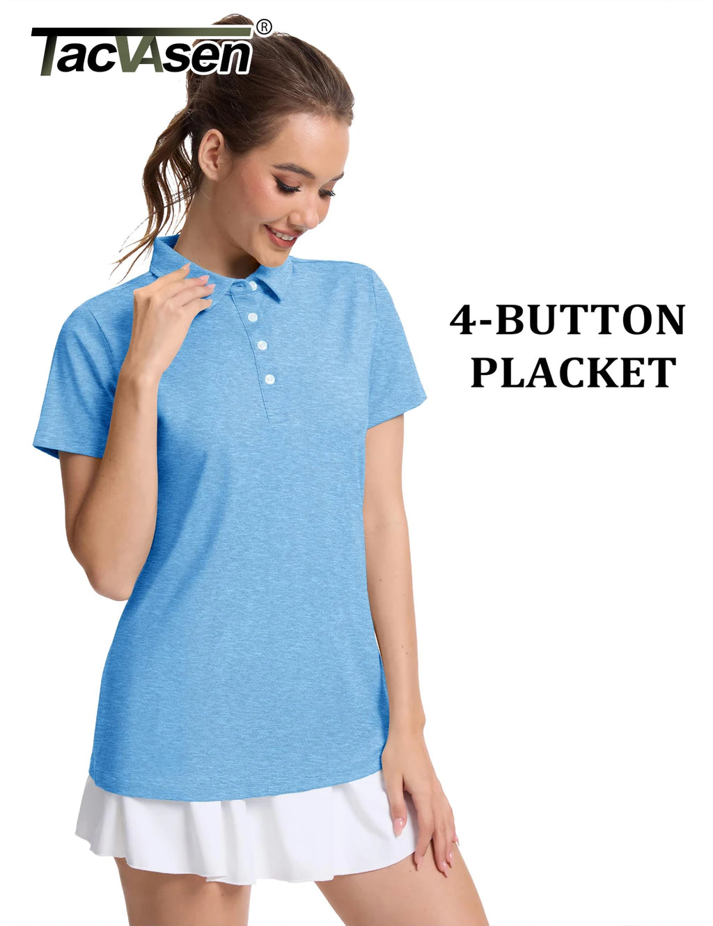 TACVASEN 4 Buttons Polos T-Shirts Womens Summer Short Sleeve Athletic Golf Polos Tee Shirts Sports Casual Work Pullover T-shirts
