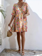 Plus-Size Floral Ruffle-Hem Dress