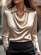 Plus-Size Satin-Look Pleated Blouse