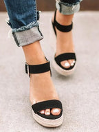Cross-Strap Espadrille Wedge Sandals