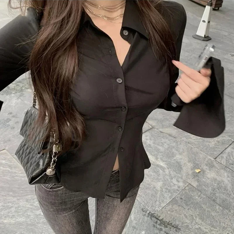Flared Slim-Fit Blouse