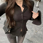 Flared Slim-Fit Blouse