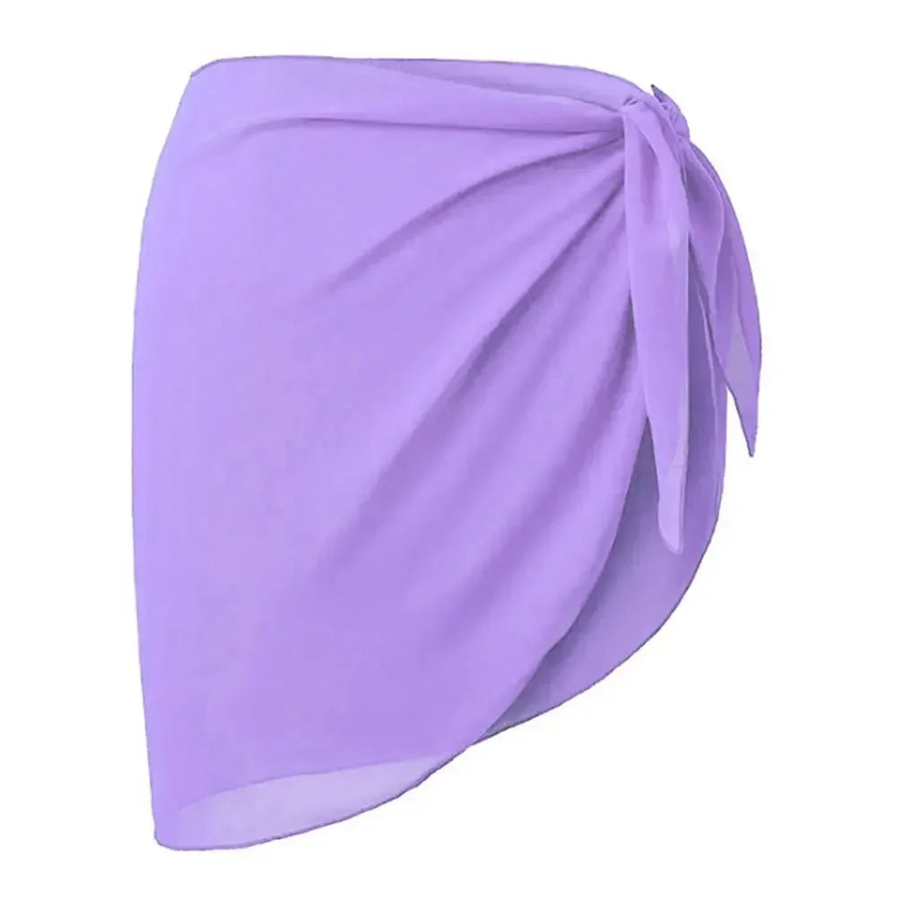 Women's Lightweight Chiffon Beach Sarong – Baby Blue – Style 2