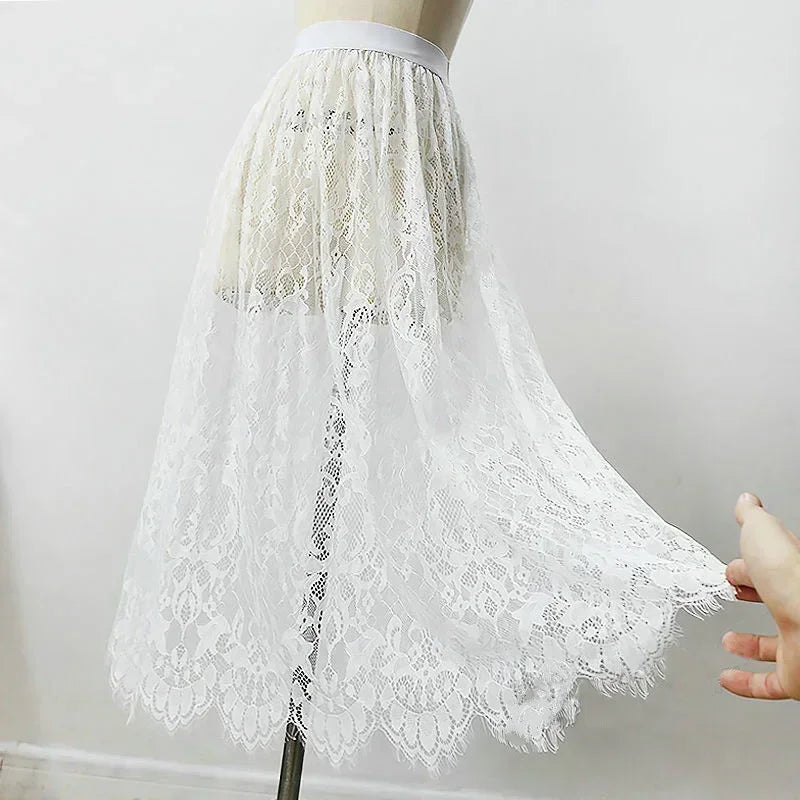 Layered Lace Tulle Skirt