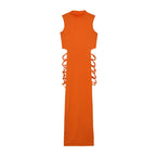 Cross-Front Cut-Out Midi Dress