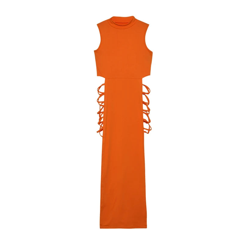 Cross-Front Cut-Out Midi Dress