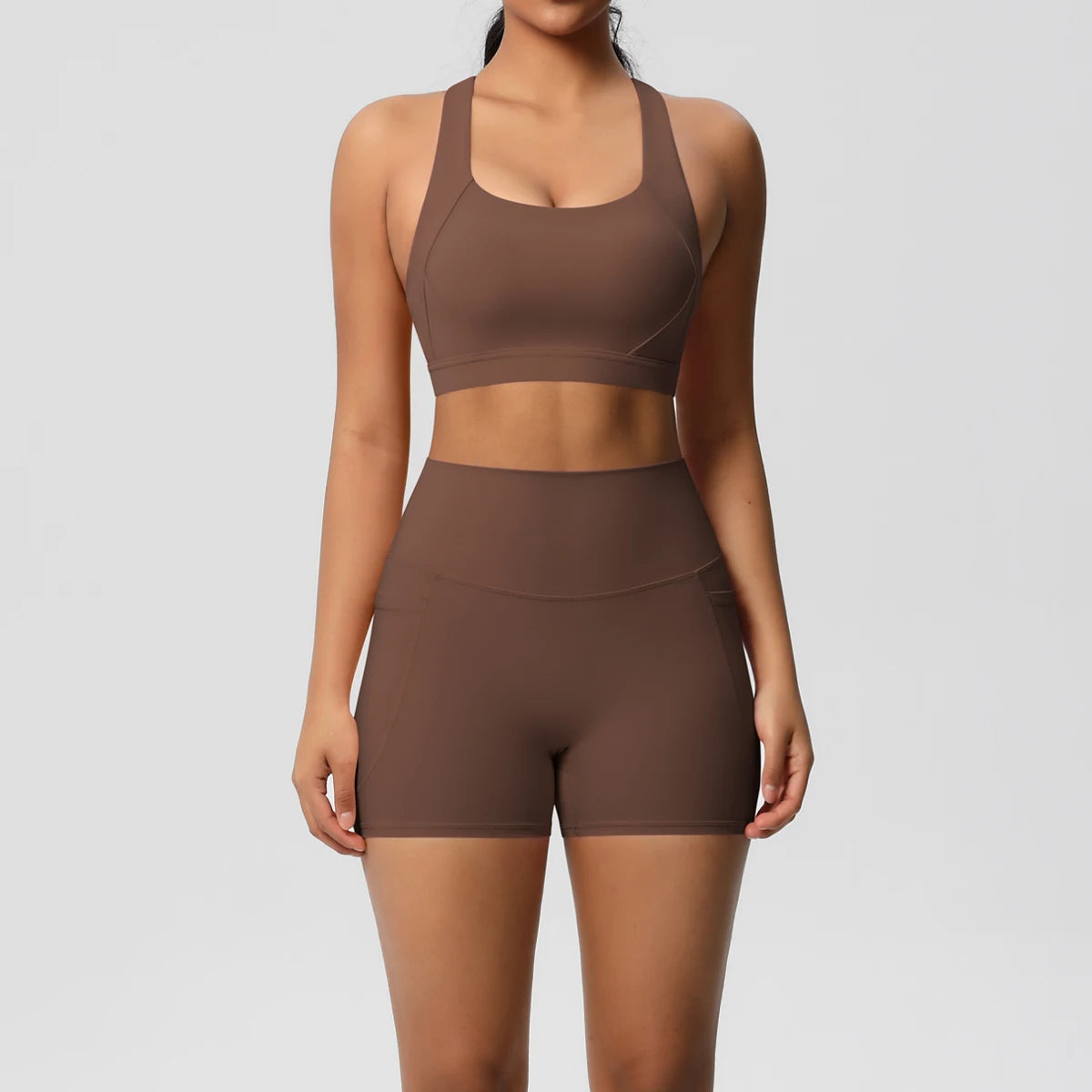 Pocketed Crossover Activewear Set