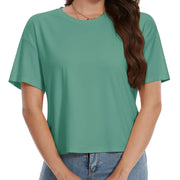 TACVASEN UPF 50+ Cropped Cotton T-Shirts Womens Summer Short Sleeve Casual Crew Neck Tops Breathable Sun UV Block Outdoor Tees