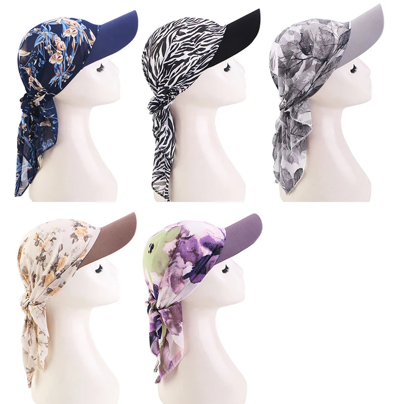 Printed Chiffon Scarf Cap