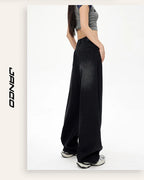 Denim High-Waist Straight-Leg Jeans