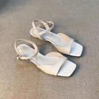 Polished Low-Heel Office Sandals
