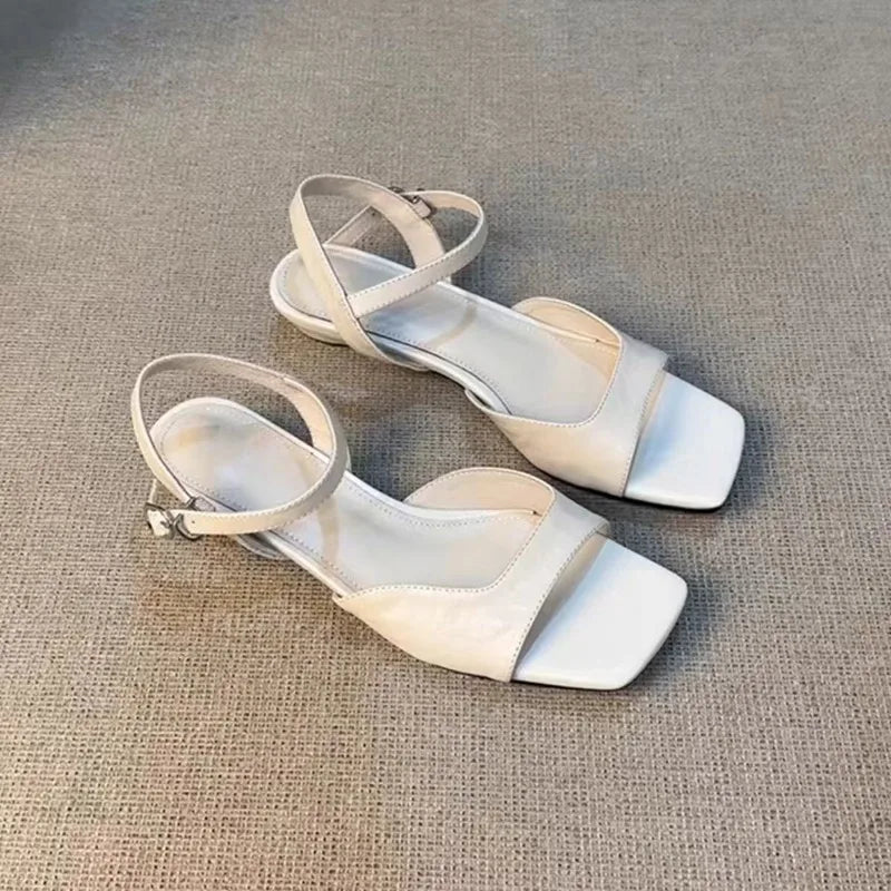Polished Low-Heel Office Sandals