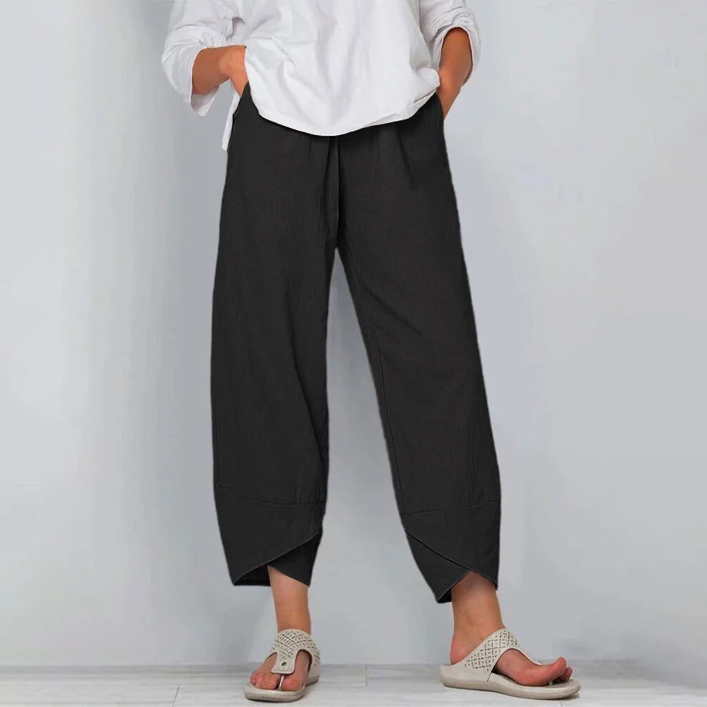 Cotton-Linen Wide-Leg Harem Pants