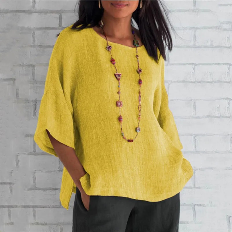Relaxed Three-Quarter Sleeve Blouse