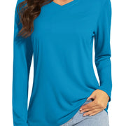 TACVASEN Summer UPF 50+ Long Sleeve T-Shirts Womens Sun Protection V Neck Fashion Tee Shirts Quick Dry Outdoor Hiking Pullover