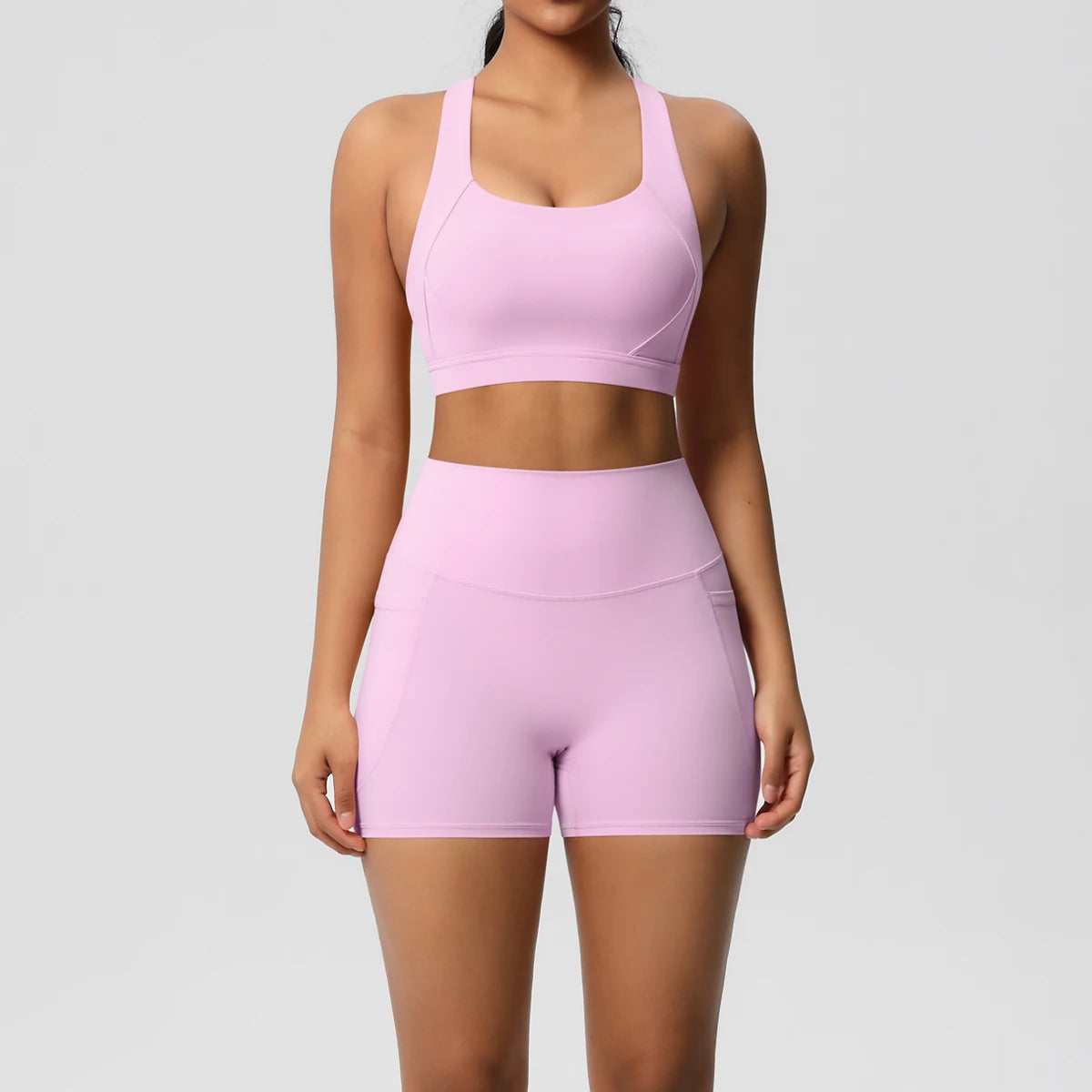 Pocketed Crossover Activewear Set