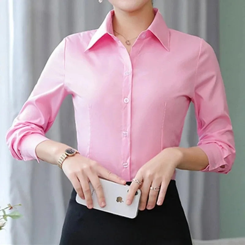 Button-Up Long-Sleeve Blouse
