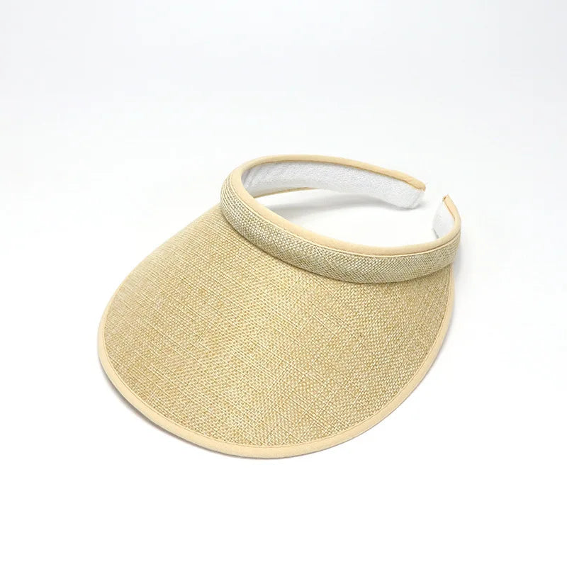 Open-Crown Straw Sun Visor